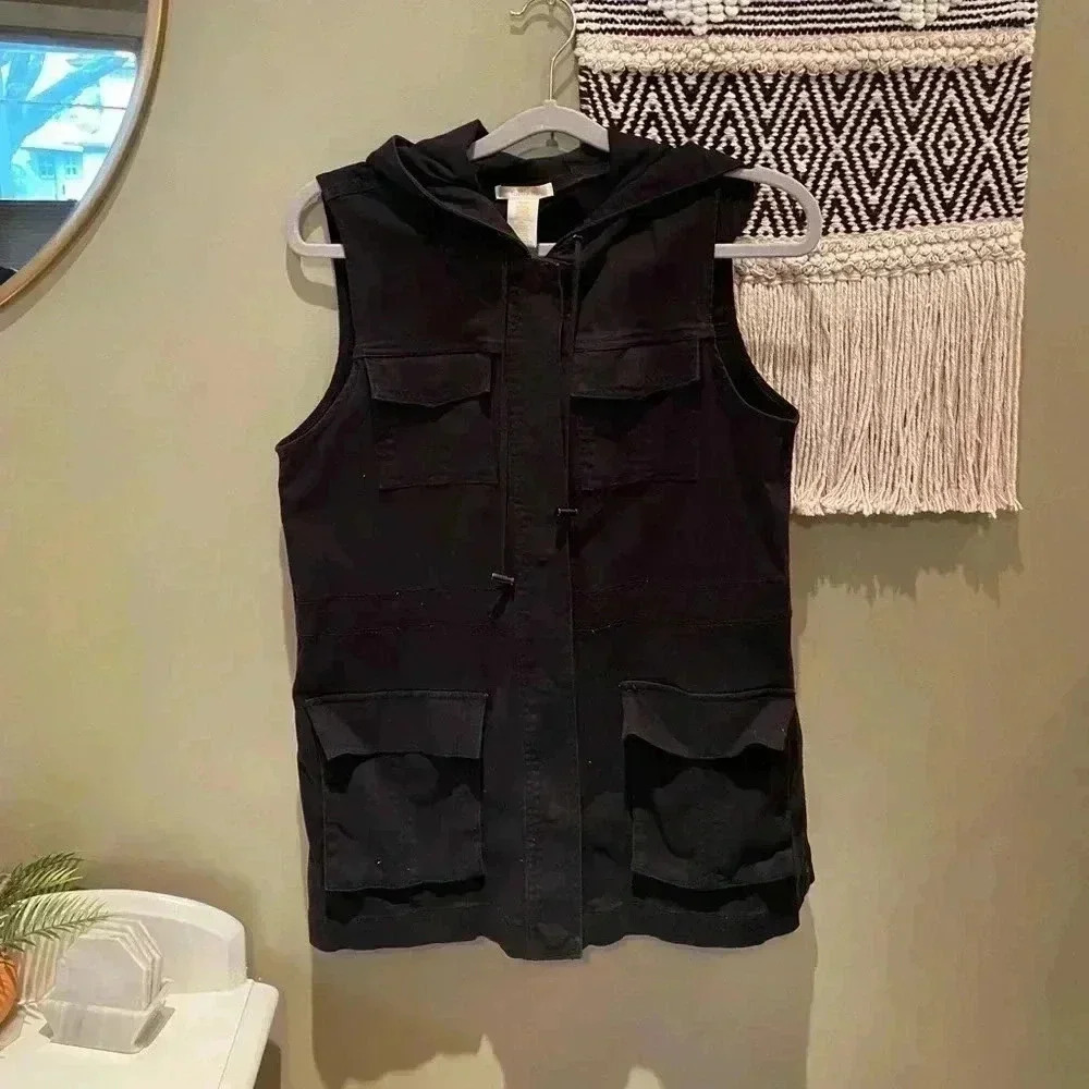 MATTY M BLACK CARDIGAN WITH HOOD S